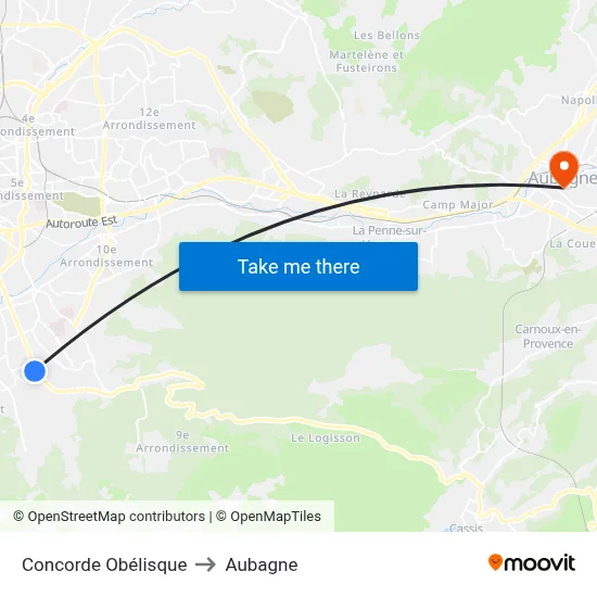 Concorde Obélisque to Aubagne map