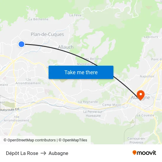 Dépôt La Rose to Aubagne map