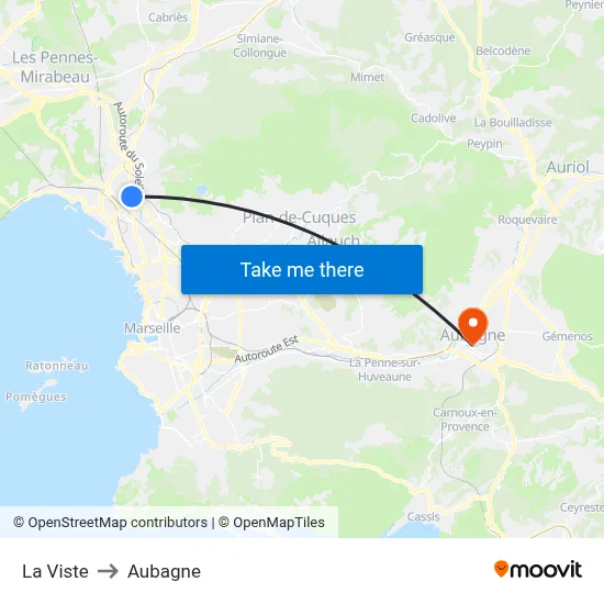 La Viste to Aubagne map