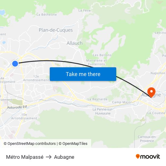 Métro Malpassé to Aubagne map