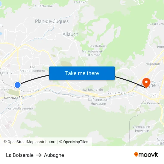La Boiseraie to Aubagne map