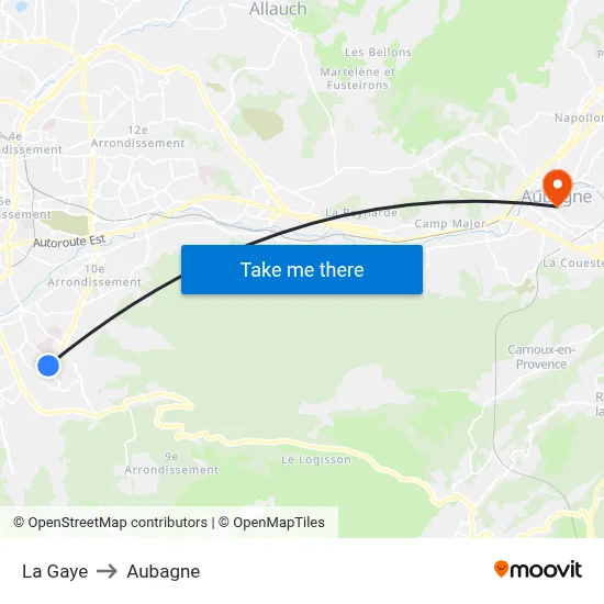 La Gaye to Aubagne map