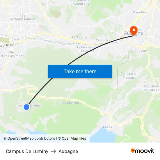 Campus De Luminy to Aubagne map