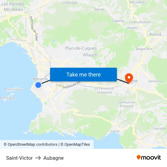 Saint-Victor to Aubagne map