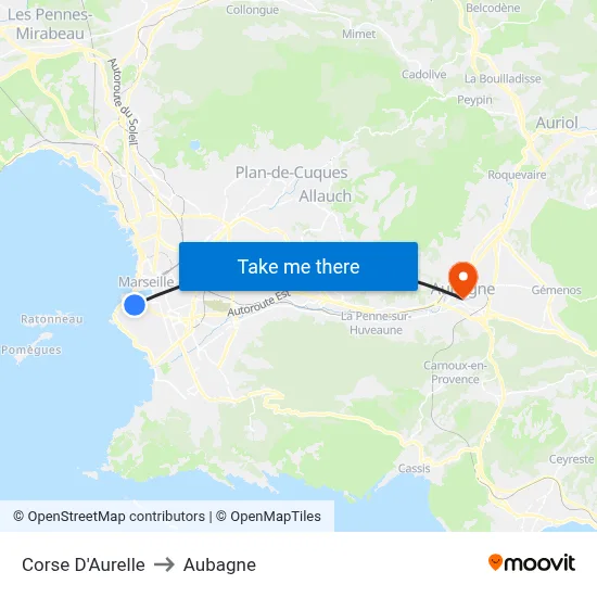 Corse D'Aurelle to Aubagne map