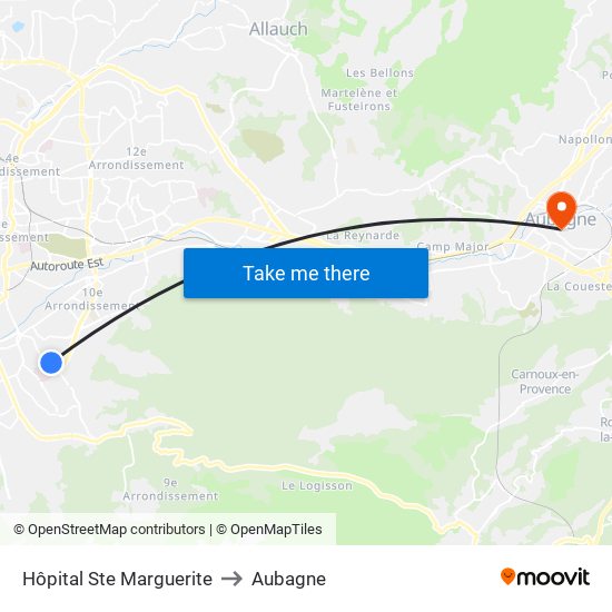 Hôpital Ste Marguerite to Aubagne map