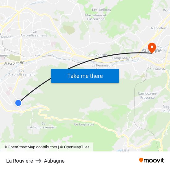 La Rouvière to Aubagne map