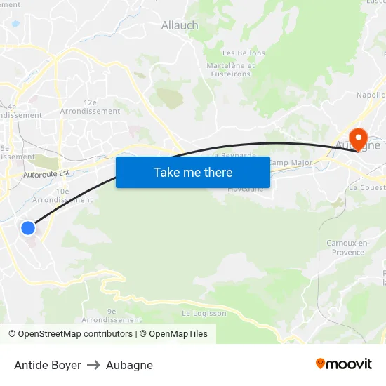 Antide Boyer to Aubagne map