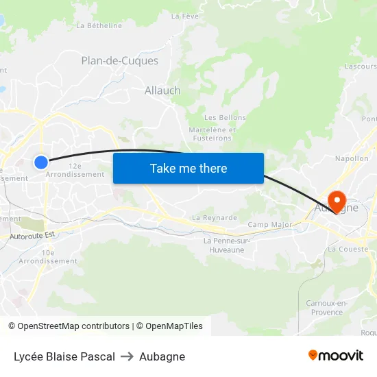 Lycée Blaise Pascal to Aubagne map