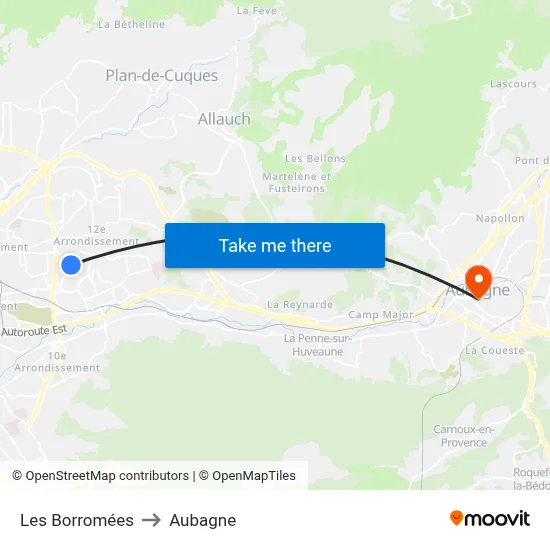 Les Borromées to Aubagne map