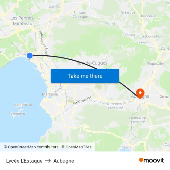 Lycée L'Estaque to Aubagne map