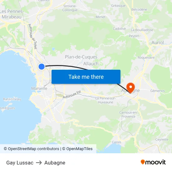 Gay Lussac to Aubagne map