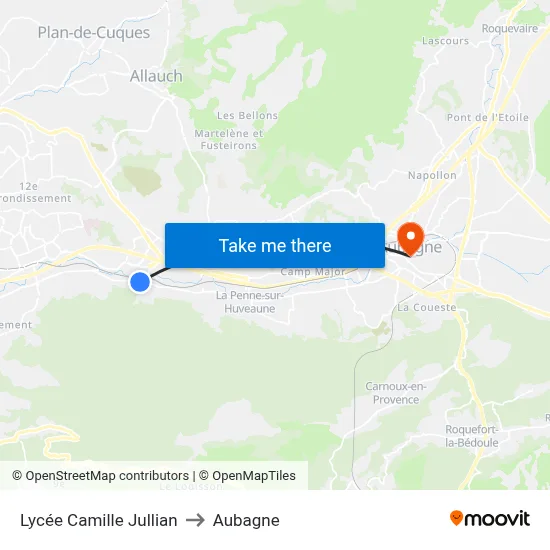 Lycée Camille Jullian to Aubagne map