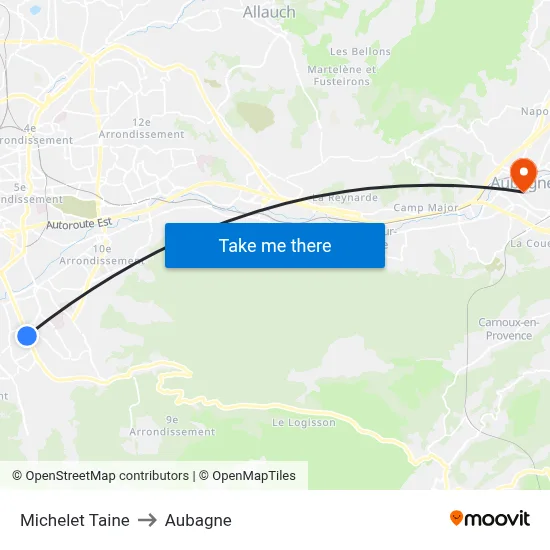 Michelet Taine to Aubagne map