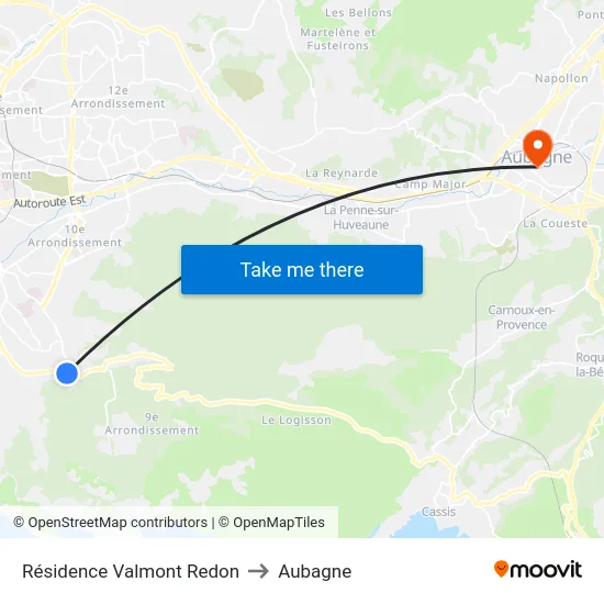 Résidence Valmont Redon to Aubagne map