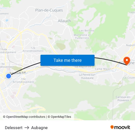 Delessert to Aubagne map