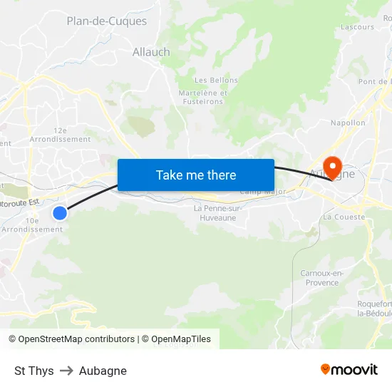St Thys to Aubagne map