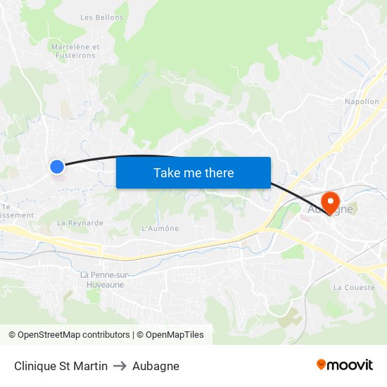 Clinique St Martin to Aubagne map