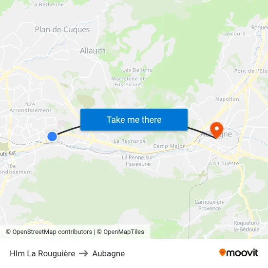 Hlm La Rouguière to Aubagne map