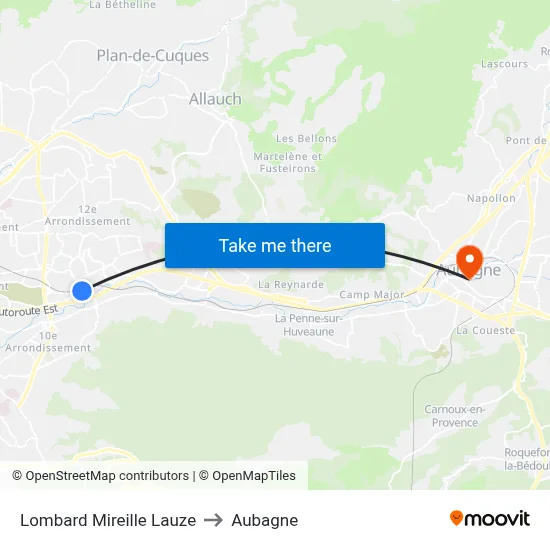 Lombard Mireille Lauze to Aubagne map