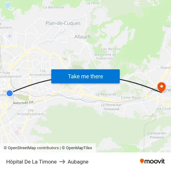 Hôpital De La Timone to Aubagne map
