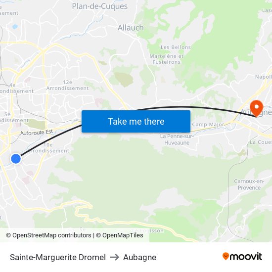 Sainte-Marguerite Dromel to Aubagne map