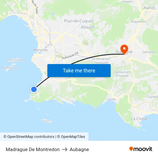 Madrague De Montredon to Aubagne map