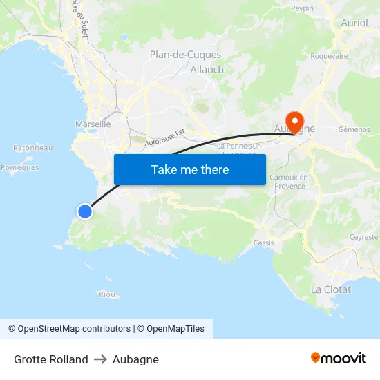Grotte Rolland to Aubagne map