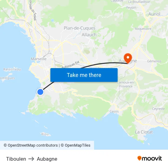 Tiboulen to Aubagne map