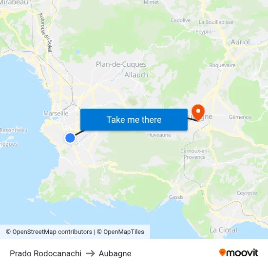 Prado Rodocanachi to Aubagne map