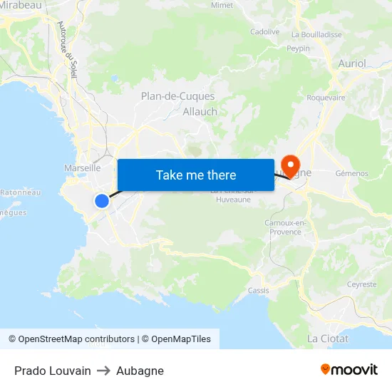 Prado Louvain to Aubagne map