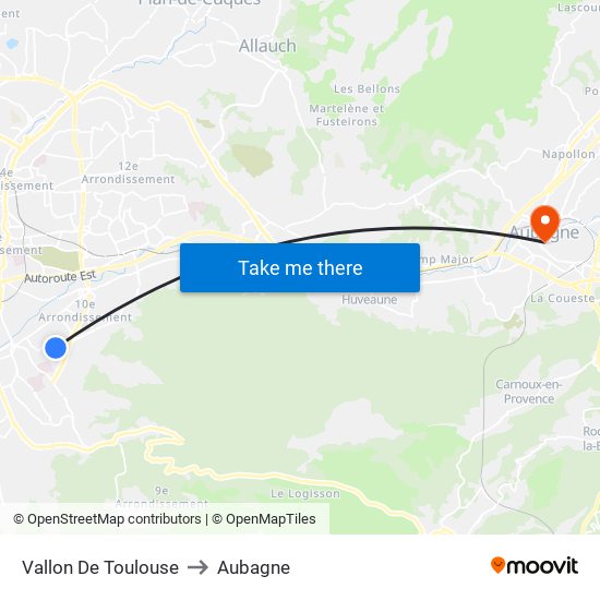 Vallon De Toulouse to Aubagne map