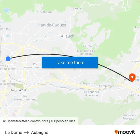 Le Dôme to Aubagne map