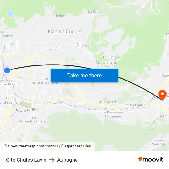Cité Chutes Lavie to Aubagne map