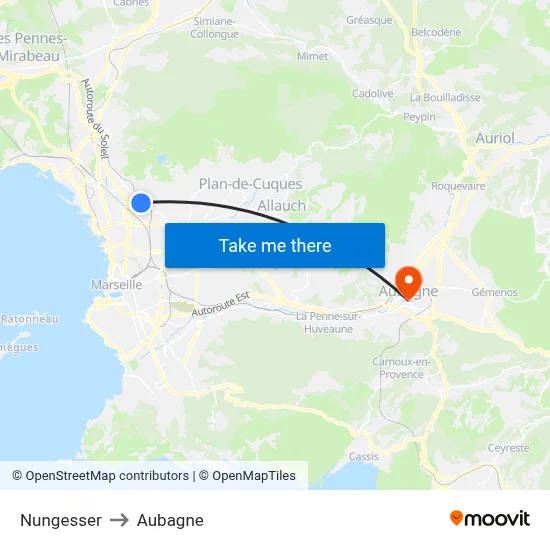 Nungesser to Aubagne map