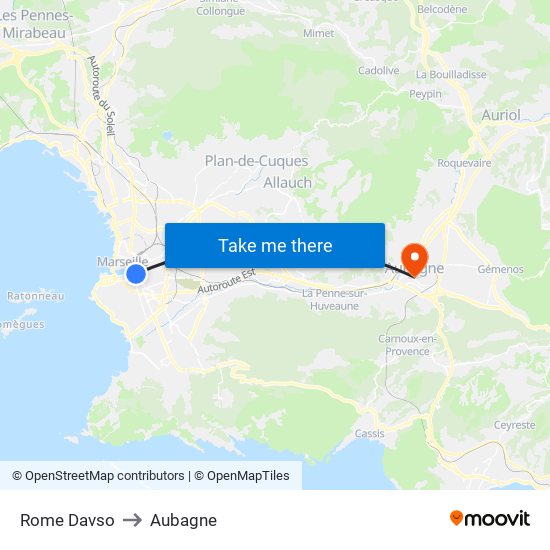 Rome Davso to Aubagne map