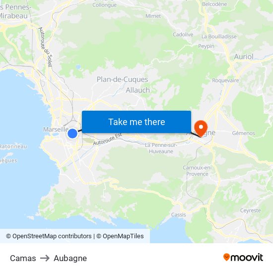 Camas to Aubagne map