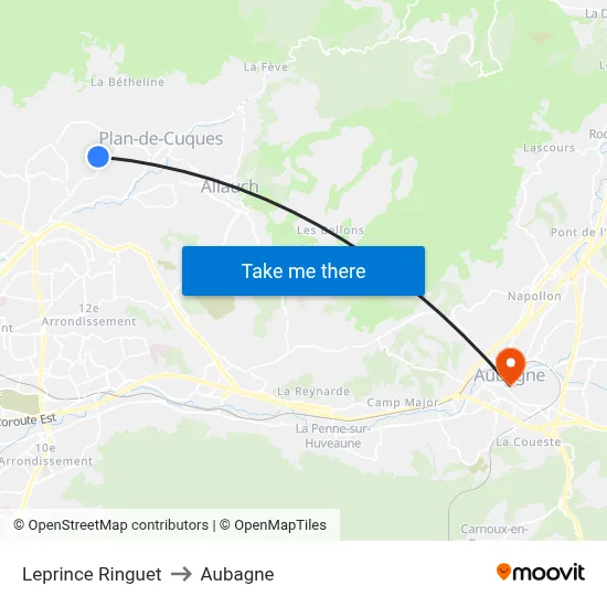 Leprince Ringuet to Aubagne map
