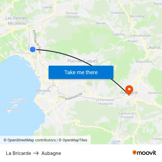 La Bricarde to Aubagne map