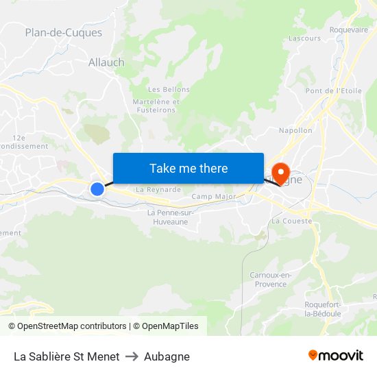 La Sablière St Menet to Aubagne map