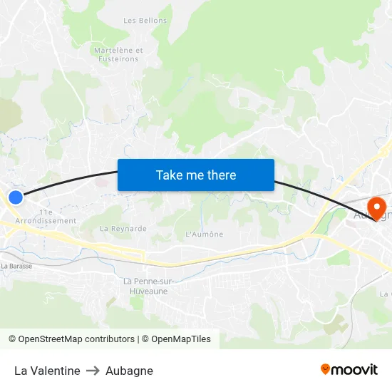 La Valentine to Aubagne map