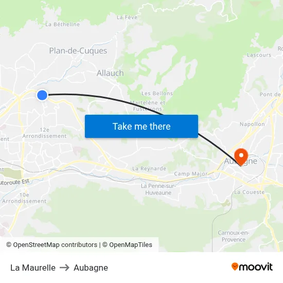 La Maurelle to Aubagne map