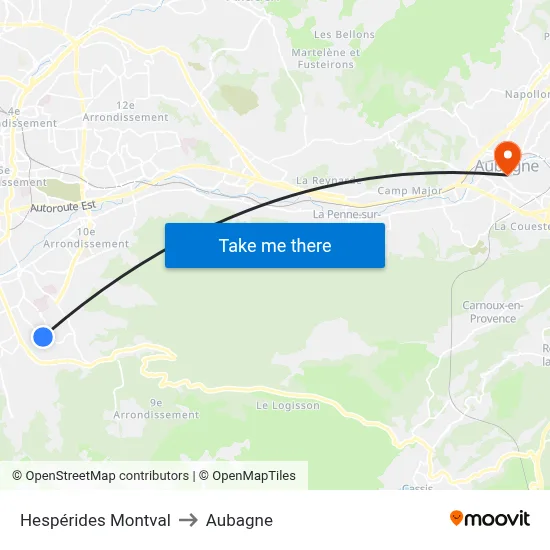 Hespérides Montval to Aubagne map