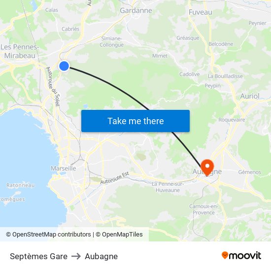 Septèmes Gare to Aubagne map