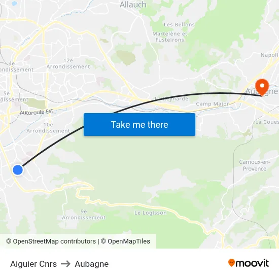Aiguier Cnrs to Aubagne map
