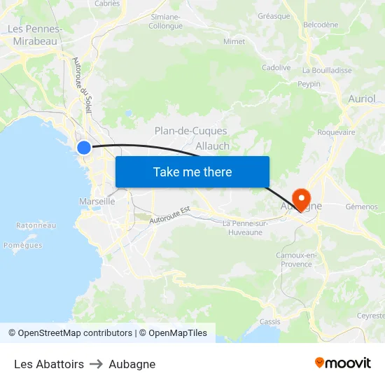 Les Abattoirs to Aubagne map