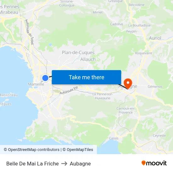 Belle De Mai La Friche to Aubagne map