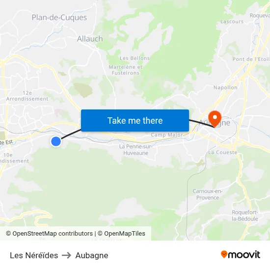 Les Néréïdes to Aubagne map