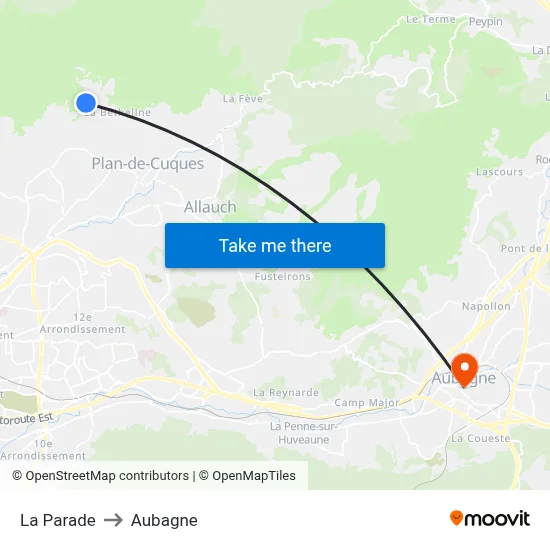 La Parade to Aubagne map