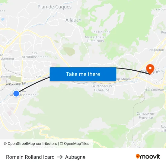 Romain Rolland Icard to Aubagne map
